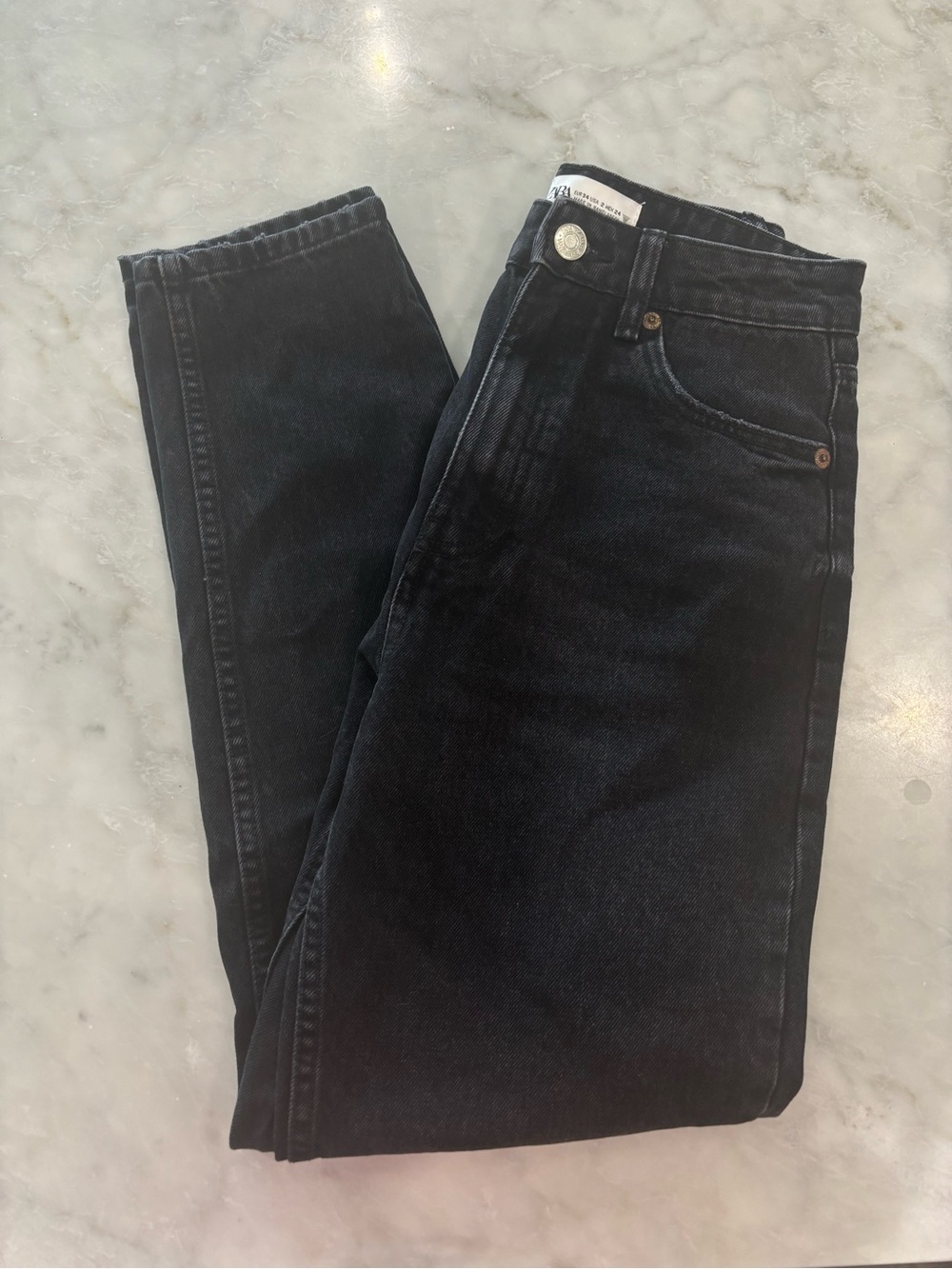 Zara Charcoal Black Straight Denim Jeans